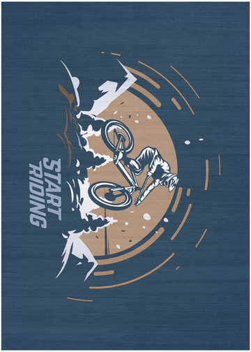 Nourison Imagination Blue Kids Rug featuring a bicyclist design in light blue, tan, and white. Start Riding text.