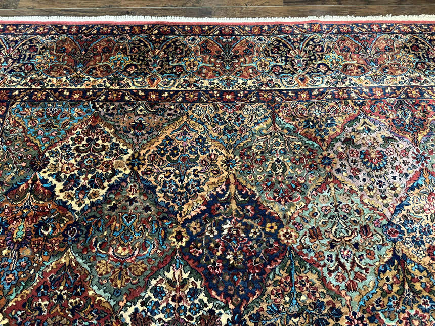 Karastan Rug Multicolor Panel Kirman #717, 8.8 x 12 Karastan Carpet, Vintage Multipanel Kirman, Original 700 Series, Wool, Vintage