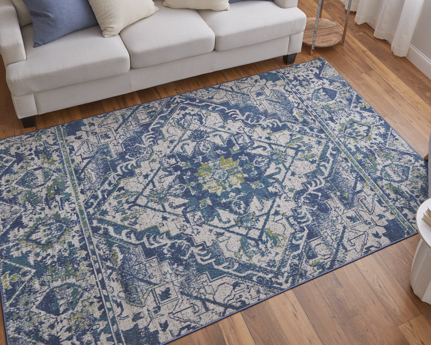 Feizy Foster Transitional Oriental - Blue/Green/Ivory Area Rug - Clearance