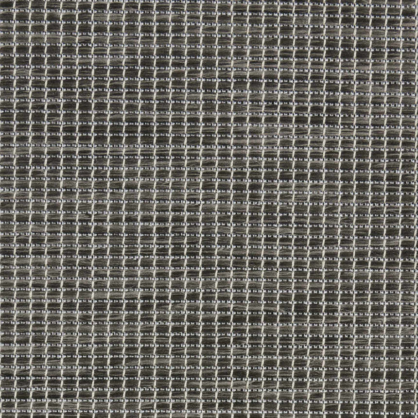 Close-up of the woven texture of the Nourison Positano Charcoal Modern Area Rug. Taupe color with a grid-like pattern.