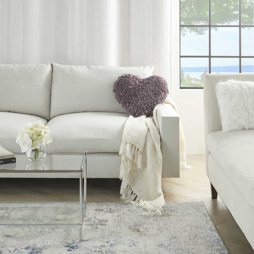 Mina Victory Shag Frame Heart Lavender Indoor Throw Pillow - Clearance