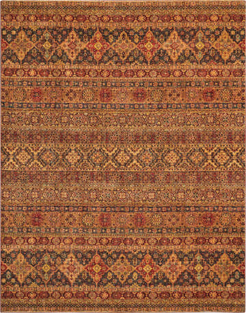Detailed pattern of Nourison Jewel Blue Red Moroccan Indoor Area Rug. Clearance rug with blue, red, and gold tones.