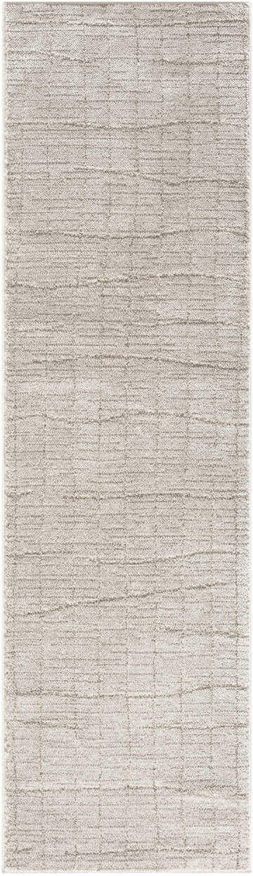 Close-up of the high-pile Nourison Andes Grey Scandinavian Indoor Area Rug with a subtle grid pattern.