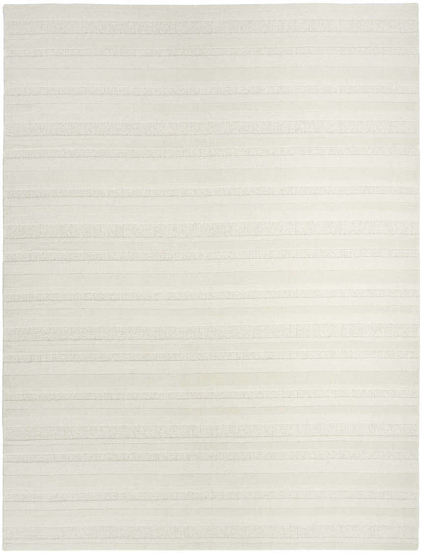 Close-up of the DKNY Pure Multi Weave Ivory rug, showing the contemporary stripe design and soft, textured pile.