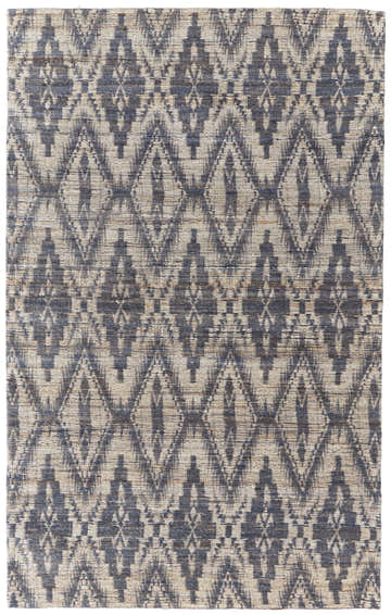 Feizy Lilliana rug featuring a gray and tan geometric chevron ikat pattern and hand woven jute texture. Design-Rectangle
