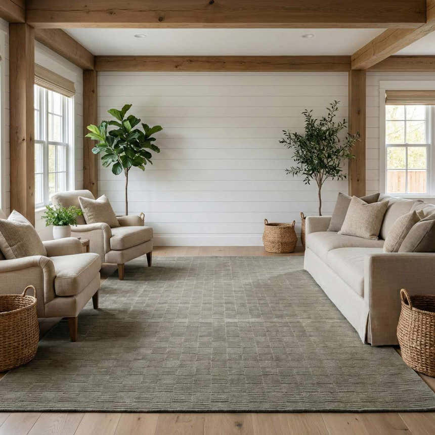 Kazuma Green Washable Area Rug