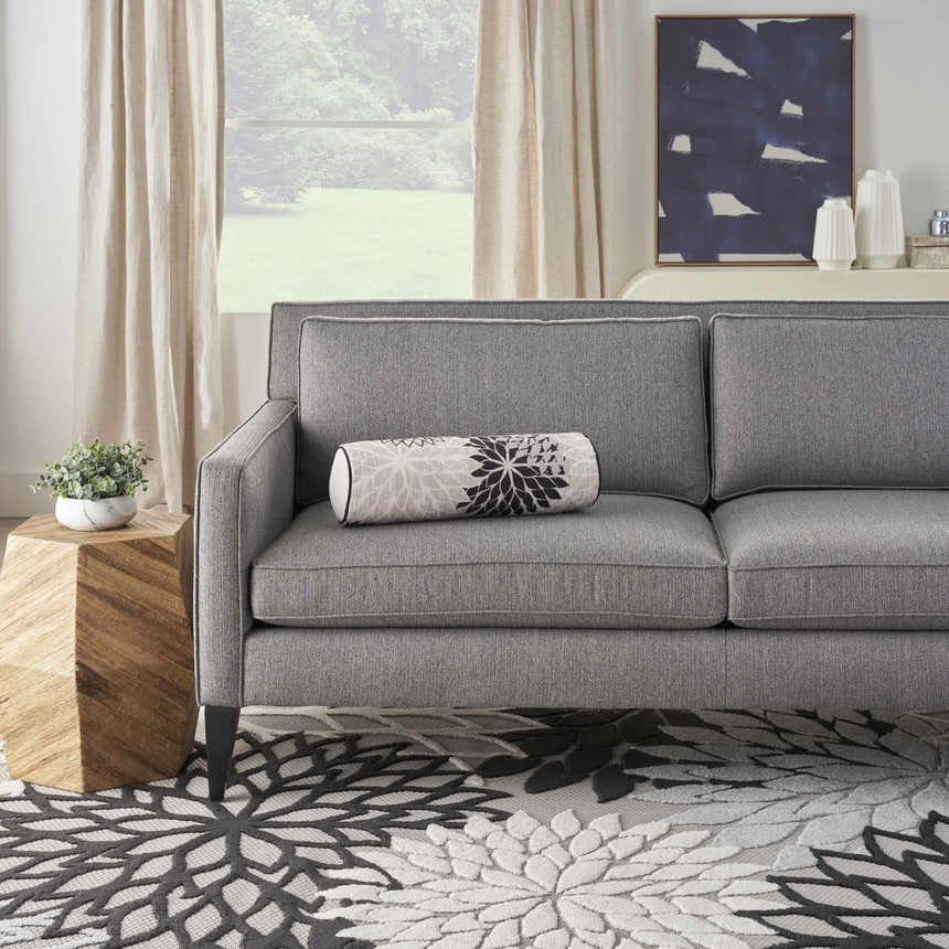 Mina Victory Aloha Indoor/Outdoor Black White Throw Pillow