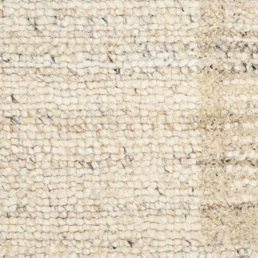 Close-up of the Calvin Klein CK082 Ridge Beige Ivory rug showing the wool texture and chestnut flecks.