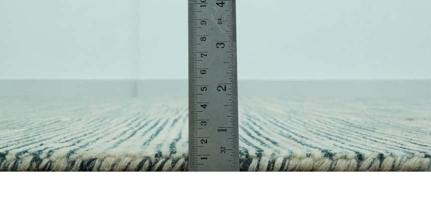 Beige and Teal Modern stripes Design Hand Tufted Multi Size wool area rug