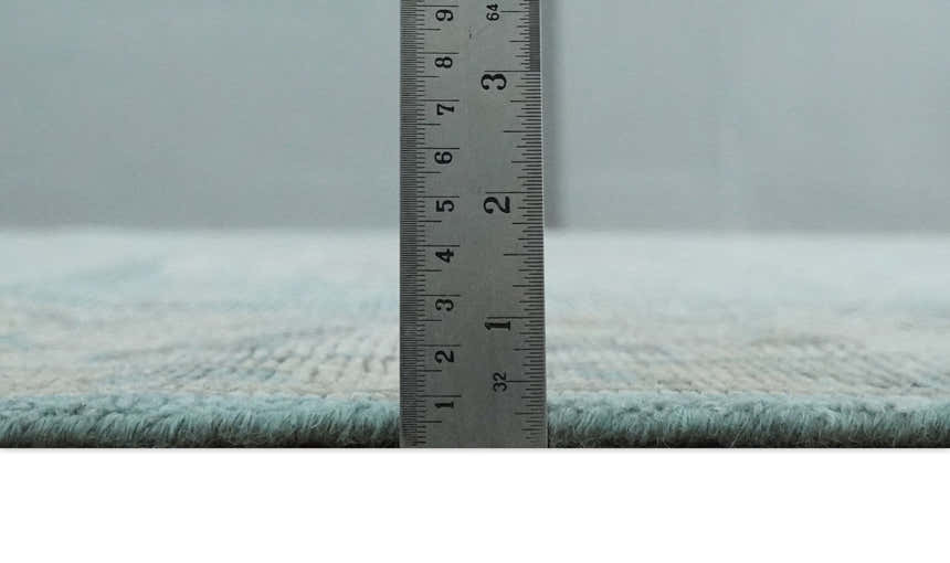 Beige, Blue and Gray Antique Finish Distressed Hand Knotted Heriz Serapi Traditional Multi Size wool Area Rug