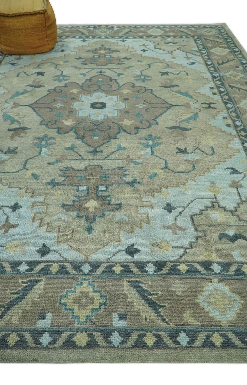 Beige, Brown and Silver Hand Knotted Traditional Multi size wool Area Rug