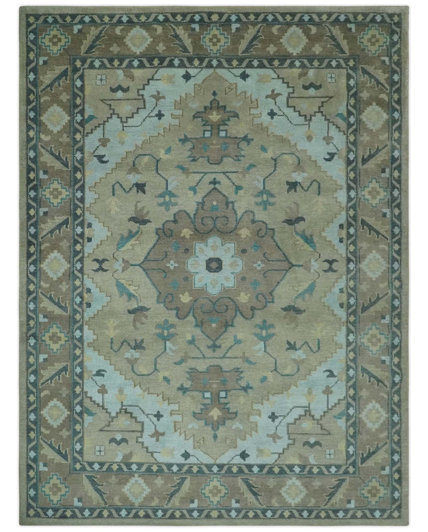 Beige, Brown and Silver Hand Knotted Traditional Multi size wool Area Rug