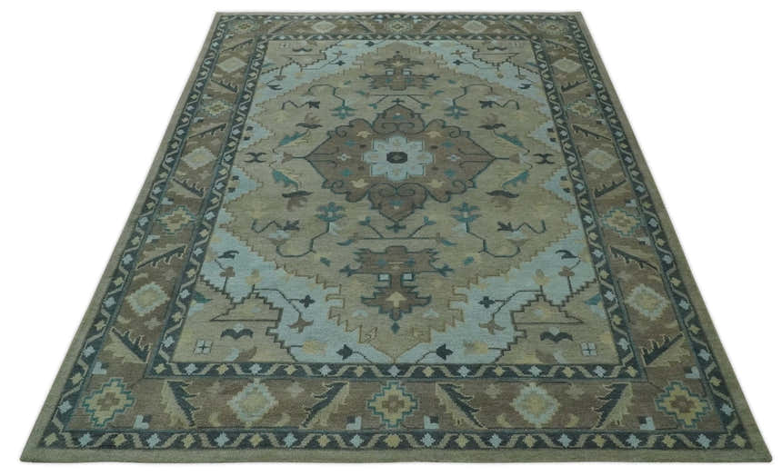 Beige, Brown and Silver Hand Knotted Traditional Multi size wool Area Rug