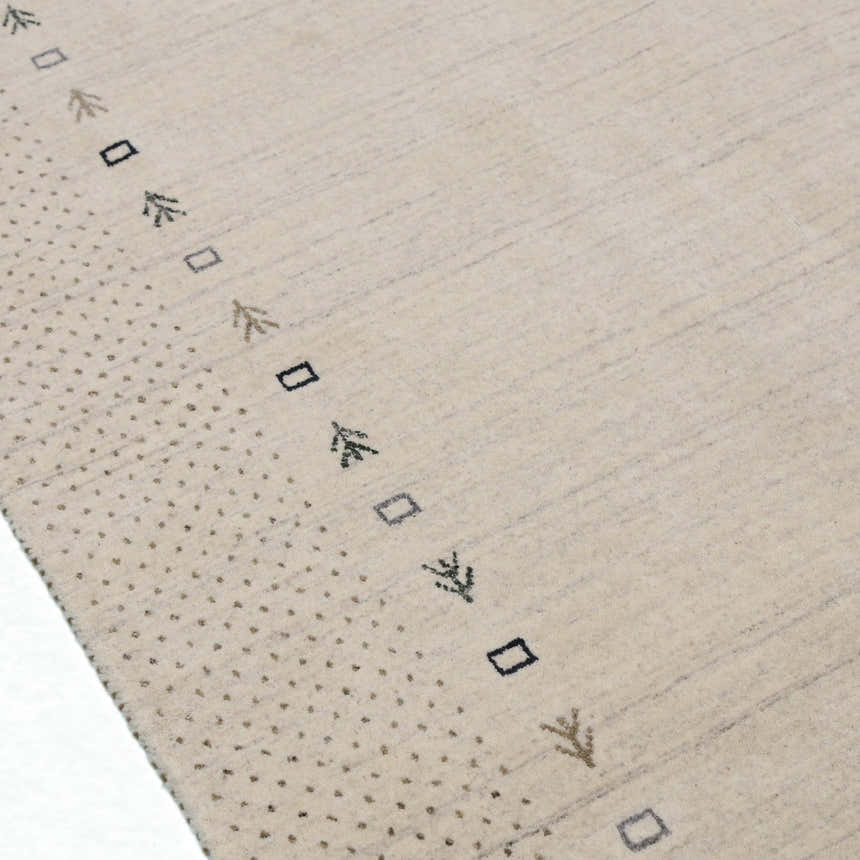 Beige Contemporary Gabbeh Border Design Hand Loomed Wool Rug