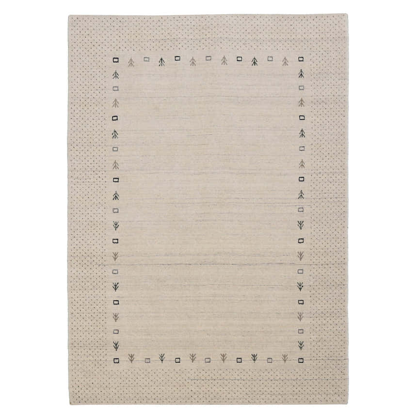 Beige Contemporary Gabbeh Border Design Hand Loomed Wool Rug