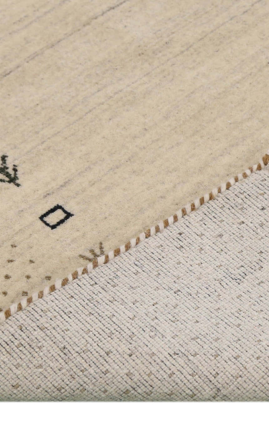 Beige Contemporary Gabbeh Border Design Hand Loomed Wool Rug