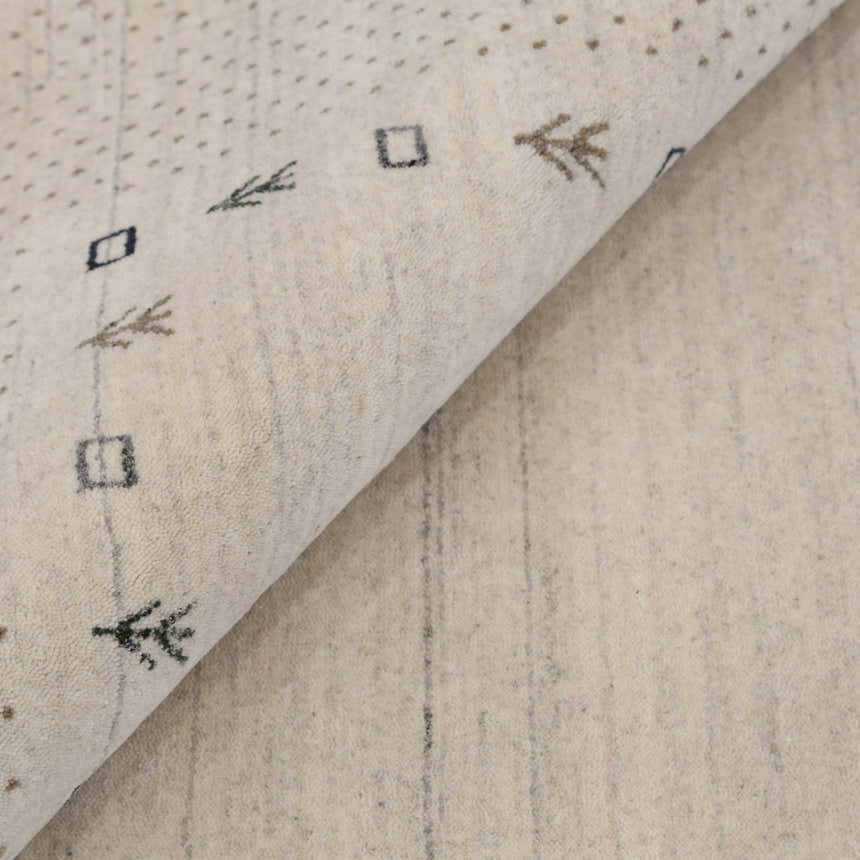 Beige Contemporary Gabbeh Border Design Hand Loomed Wool Rug