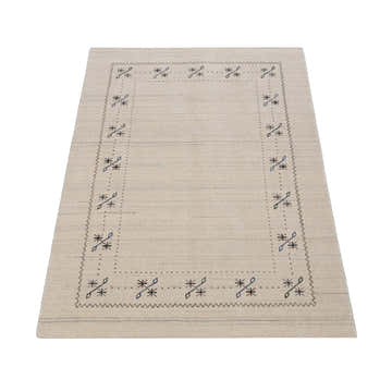 Beige Gabbeh Border Design Hand Loomed Wool Area Rug