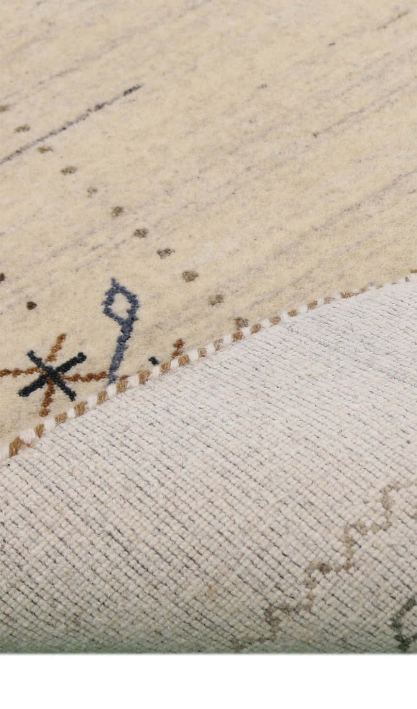 Beige Gabbeh Border Design Hand Loomed Wool Area Rug