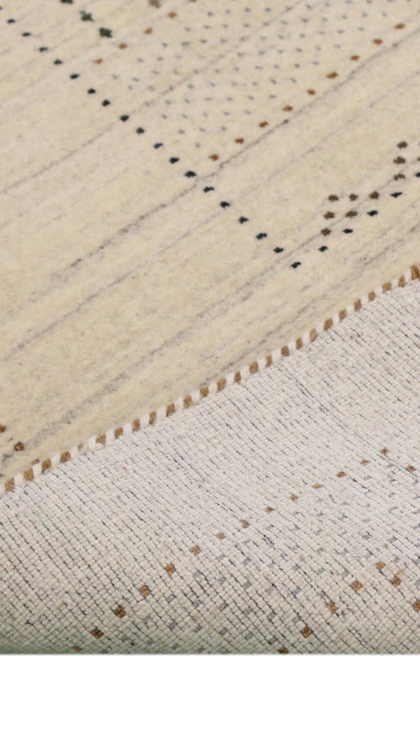 Beige Gabbeh Design Hand Loomed Wool Area Rug