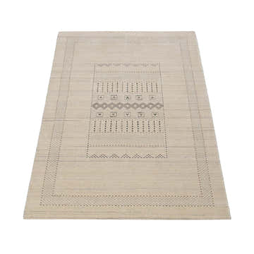 Beige Gabbeh Design Hand Loomed Wool Area Rug
