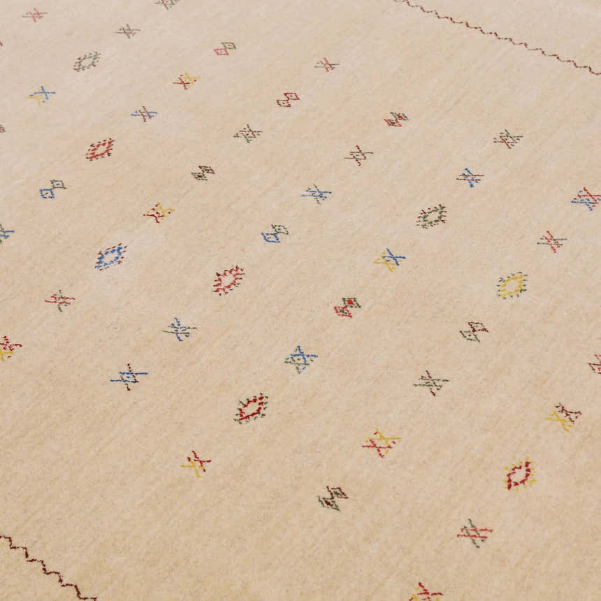 Beige Modern Design Hand Loomed Wool Area Rug