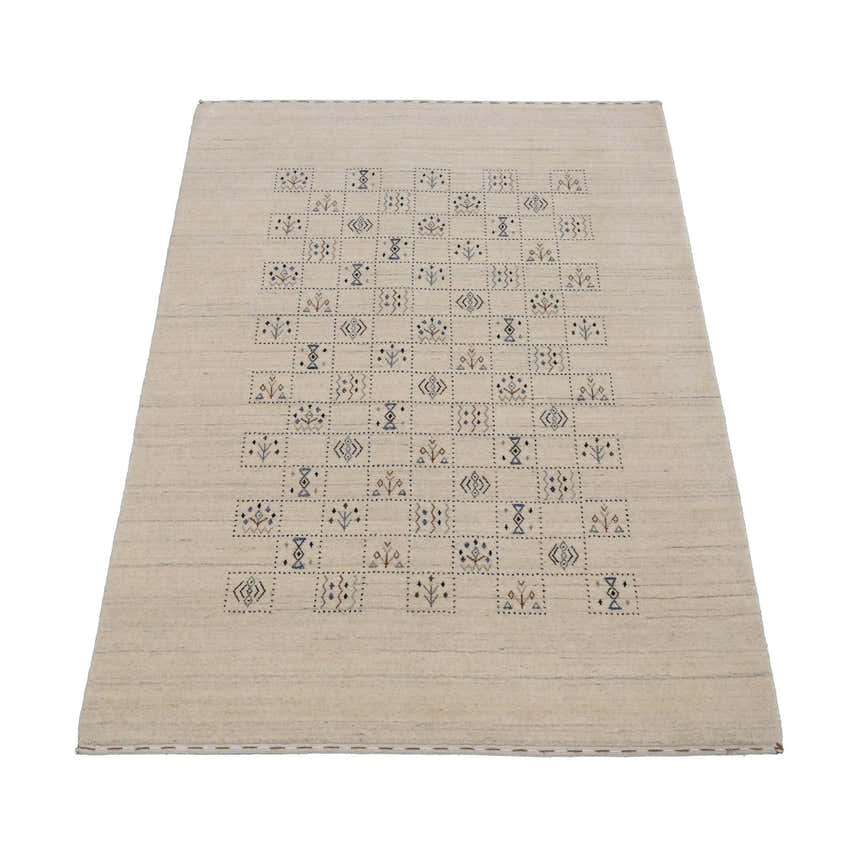 Beige Tribal Design Hand Loomed Wool Area Rug