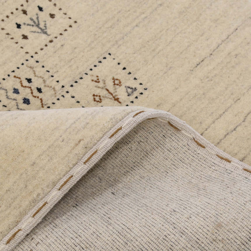 Beige Tribal Design Hand Loomed Wool Area Rug