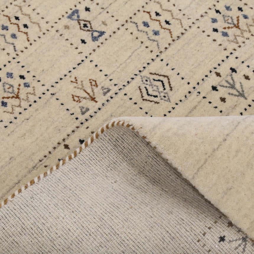 Beige Tribal Design Hand Loomed Wool Area Rug