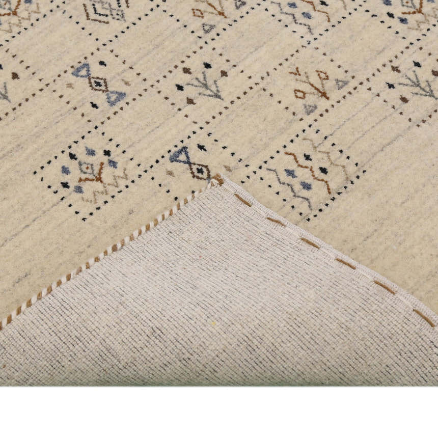 Beige Tribal Design Hand Loomed Wool Area Rug