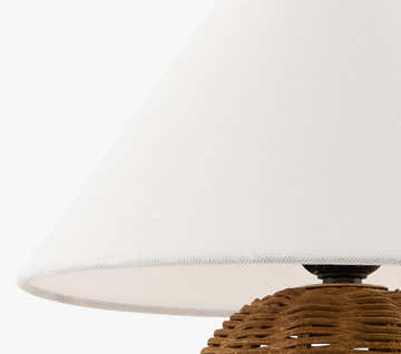 Orange Contemporary Table Lamp with rattan details for bedside or console tables