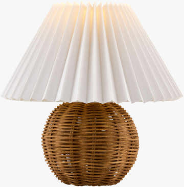 Soft Orange Traditional Table Lamp with rattan details for bedside or console tables