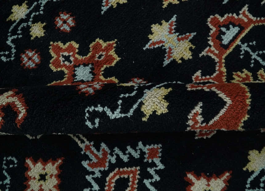 Black, Rust and Beige Traditional Oriental Hand Knotted Custom Made Wool Area Rug