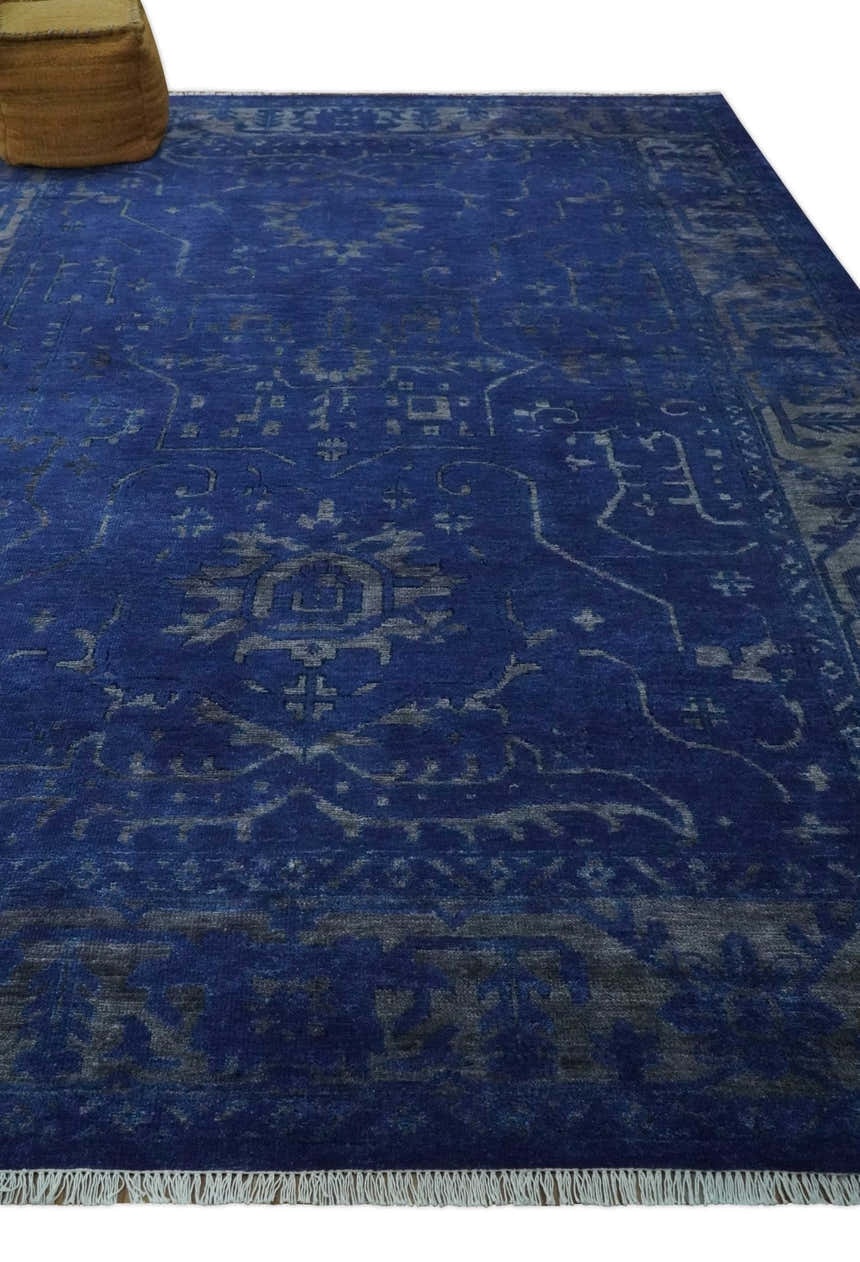 Blue and Gray Hand knotted Oriental Oushak Multi Size wool Area Rug