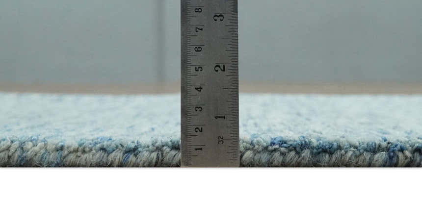 Custom Made Blue and Ivory Shaded Solid Wool Hand Woven Layering Area Rug