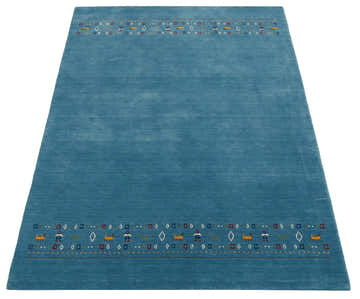 Blue Contemporary Design Hand Loomed Wool Area Rug
