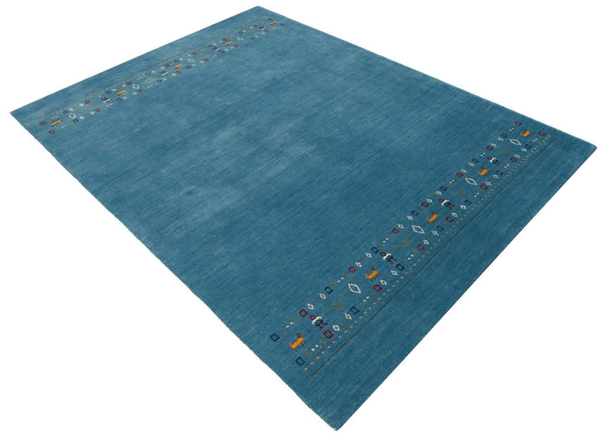 Blue Contemporary Design Hand Loomed Wool Area Rug