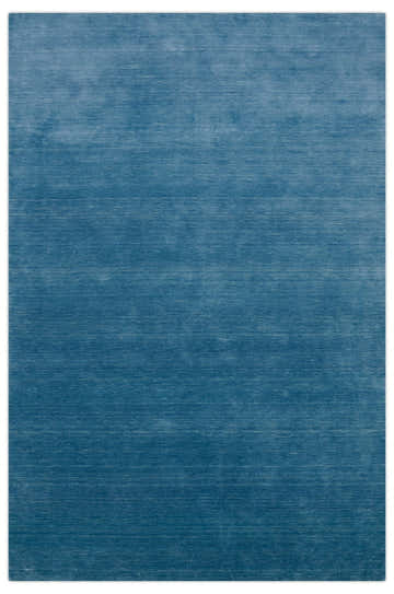 Blue Modern Solid Design Hand Loomed Wool Area Rug