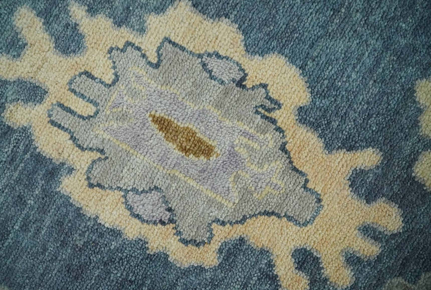 Blue, Silver and Beige Hand knotted Traditional Oushak Multi Size Wool Area Rug