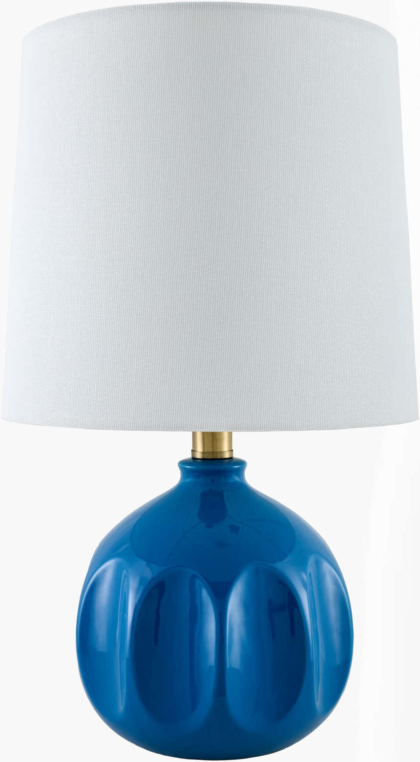 Sapphire Blue Modern Table Lamp with global details for bedside or console tables