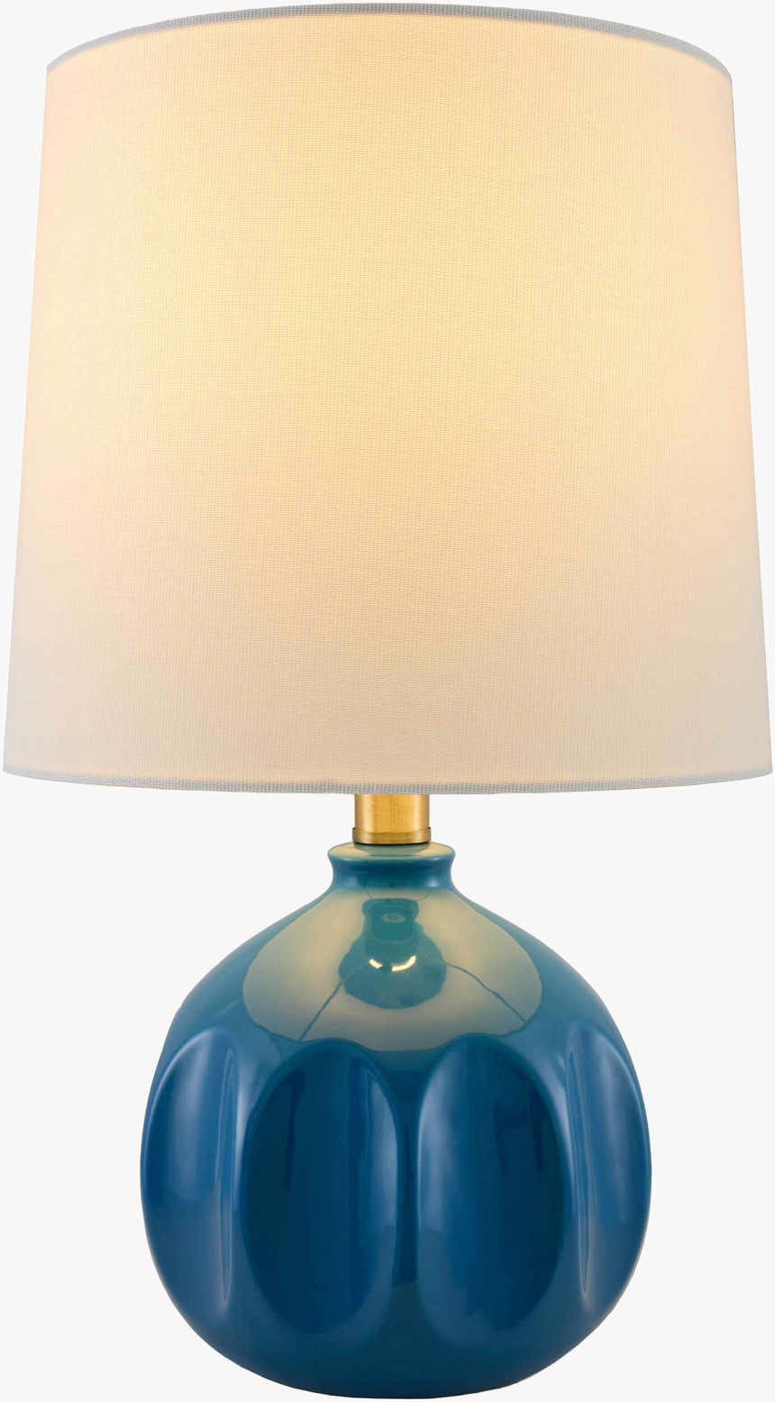 Sapphire Blue Modern Table Lamp with global details for bedside or console tables
