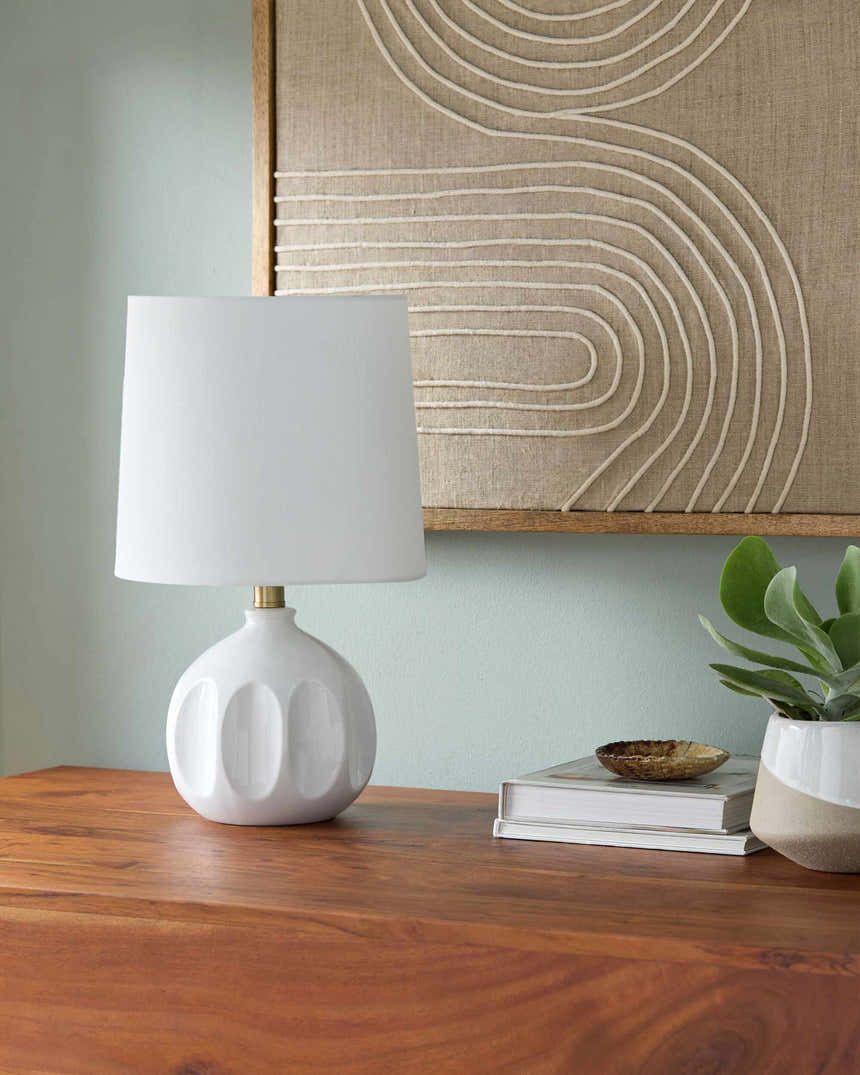 Matting Modern Table Lamp with global details for bedside or console tables