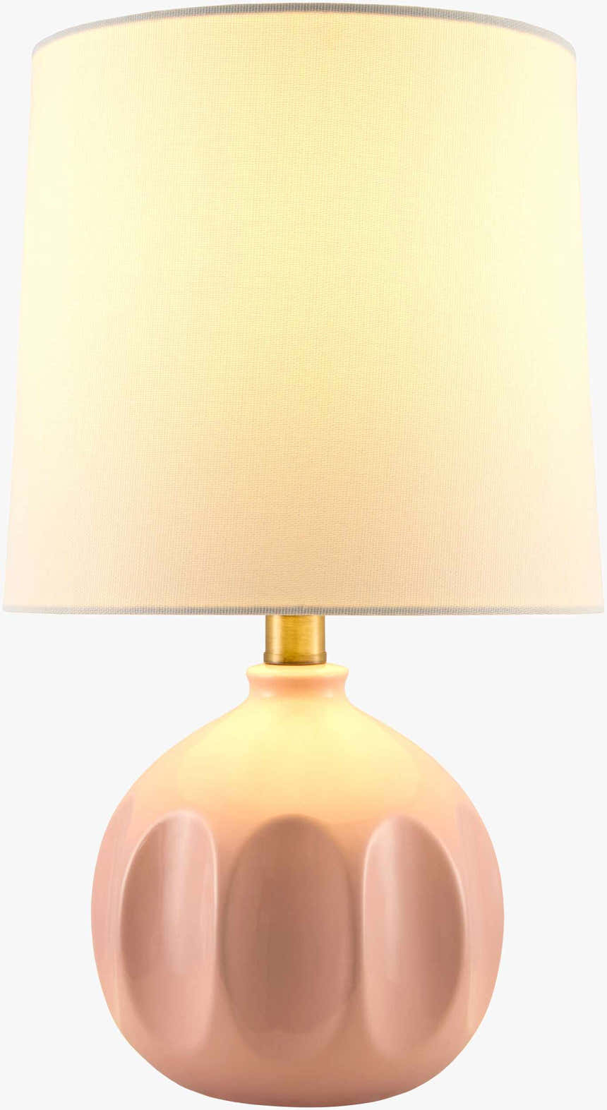 Metallic Rose Gold Modern Table Lamp with global details for bedside or console tables