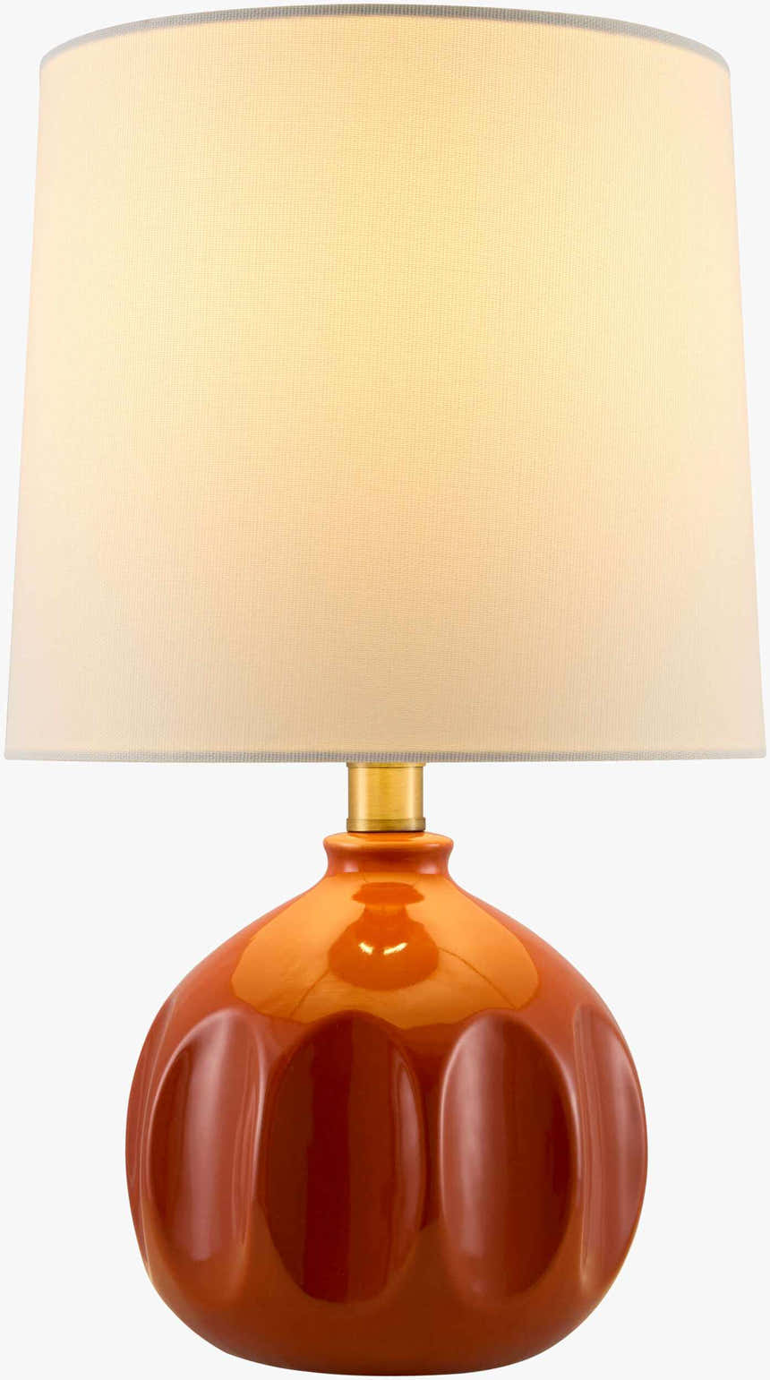 Brick Red Modern Table Lamp with global details for bedside or console tables