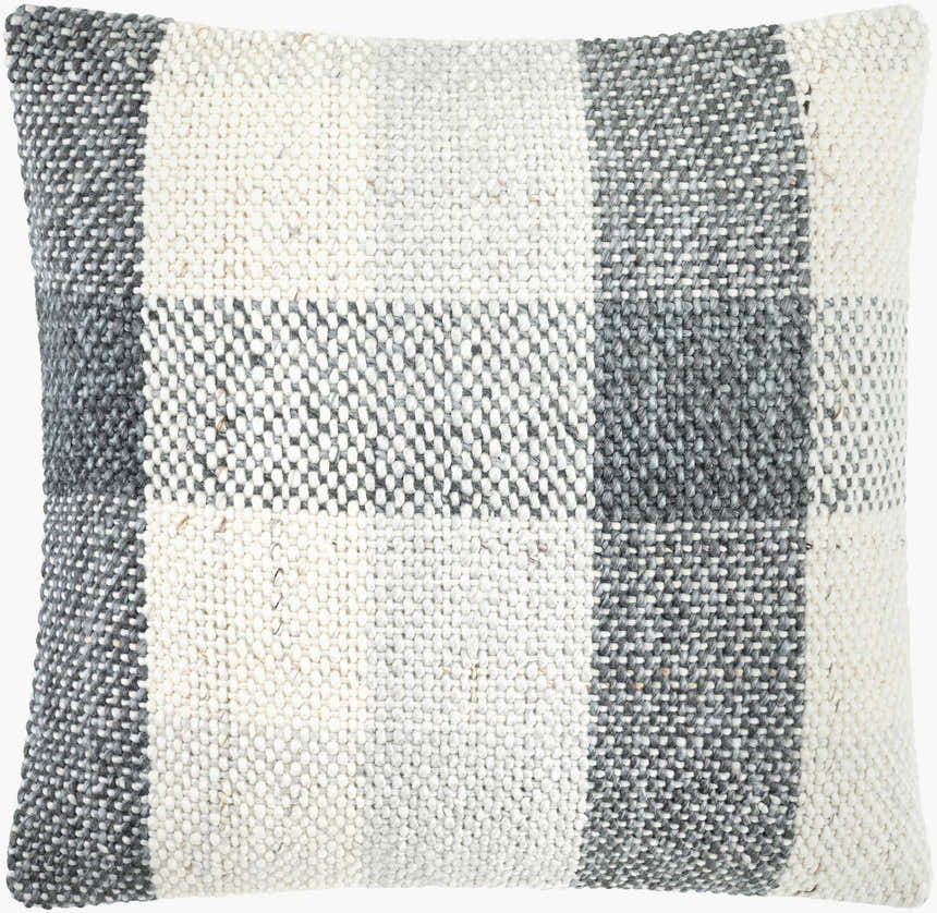 Light Gray Traditional Accent Pillow with cotton details for sofa bed or accent chair