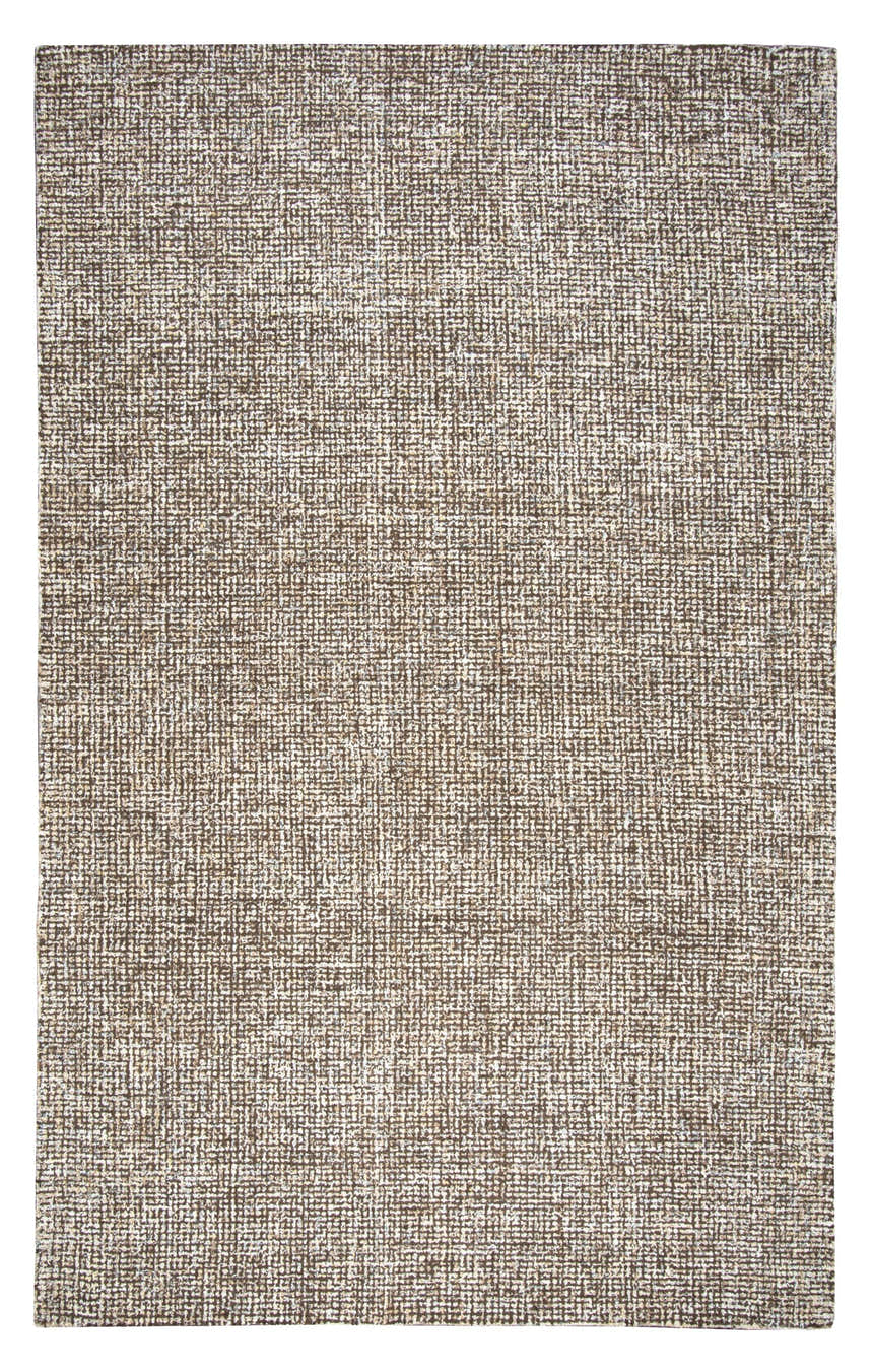 Close-up of the hand-tufted Rizzy BR360A area rug. The wool rug has a textured, woven design in dark red and white. Design-Rectangle