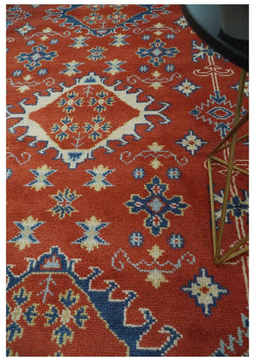 Brown, Blue and Beige Traditional Oriental Hand Knotted Multi Size Wool Area Rug