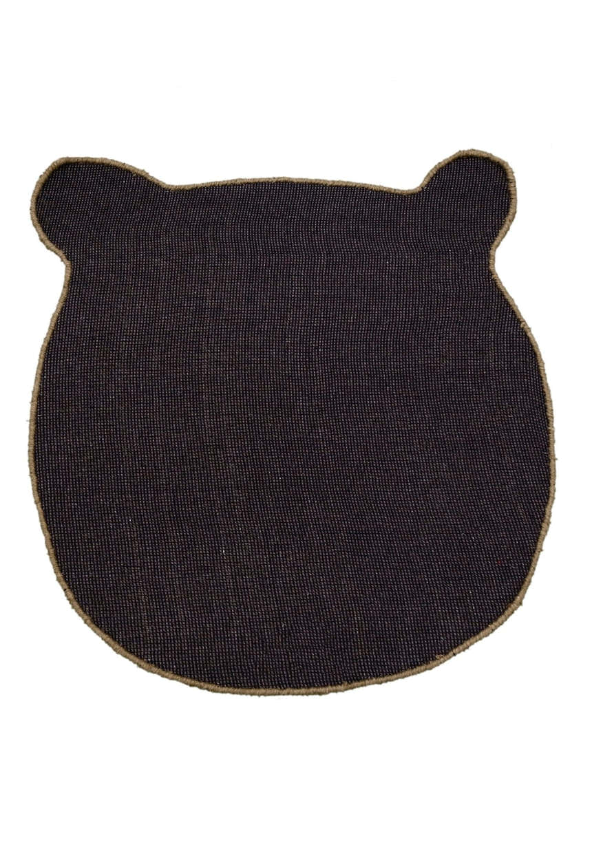 Brown Bubble Bear Face Pattern Hand Tufted 3x3 Wool Rug
