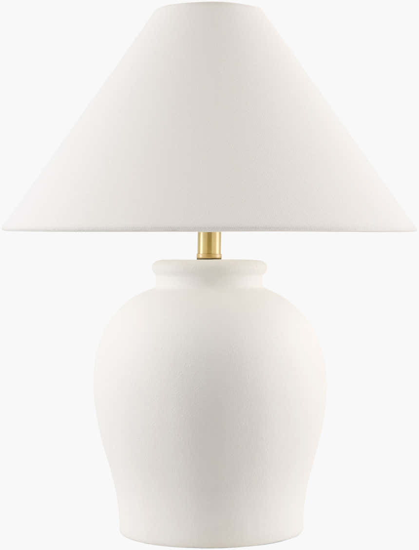 White Ceramic Table Lamp with Cone Shade