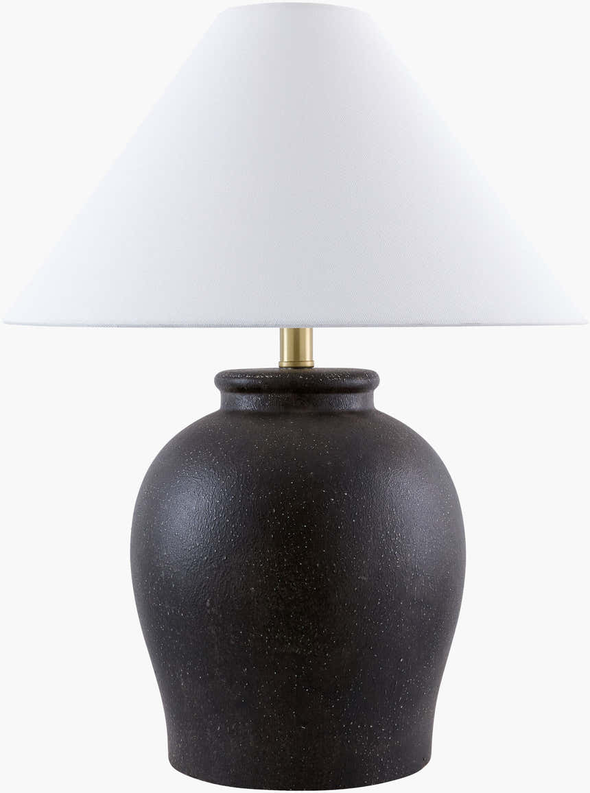 Soft Charcoal Traditional Table Lamp with linen details for bedside or console tables